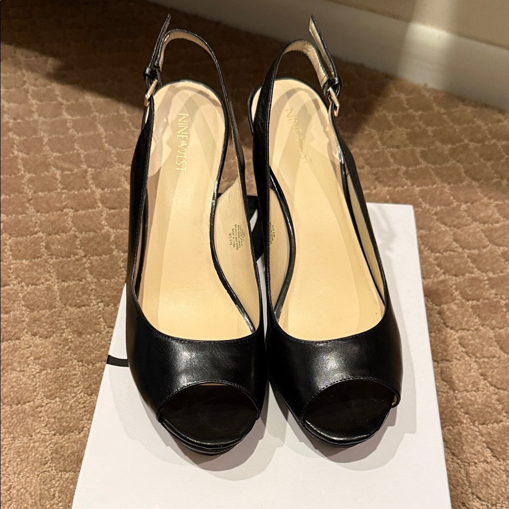 Nine West Black Slingback Peep Toe Heels with platform